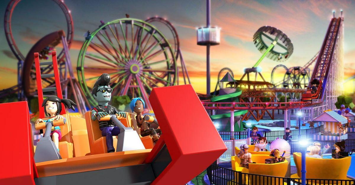 Characters from Roblox at a carnival.