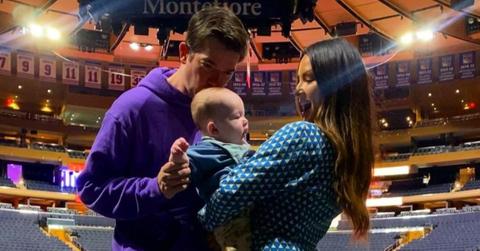 John Mulaney, Olivia Munn, and their son Malcolm at Madison Square Garden in New York City