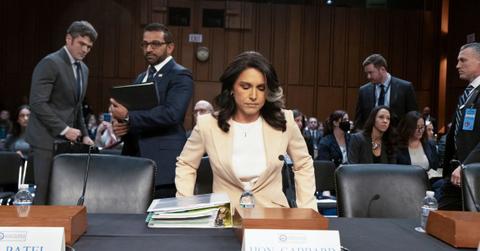 Tulsi Gabbard testifying in front of the Senate.