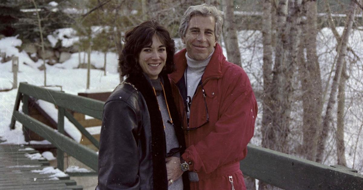 Ghislaine Maxwell and Jeffrey Epstein standing on a snowy path together.