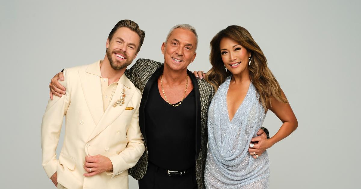 (l-r): Derek Hough, Bruno Tonioli, and Carrie Ann Inaba