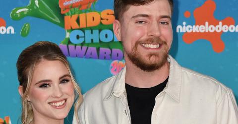 MrBeast with his fiancée Thea Booysen at Nickelodeon event.