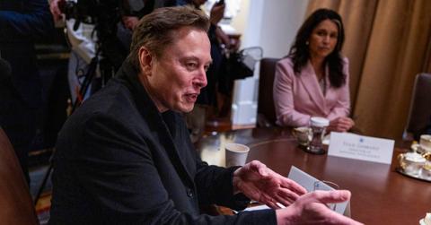 Elon Musk in a cabinet meeting.