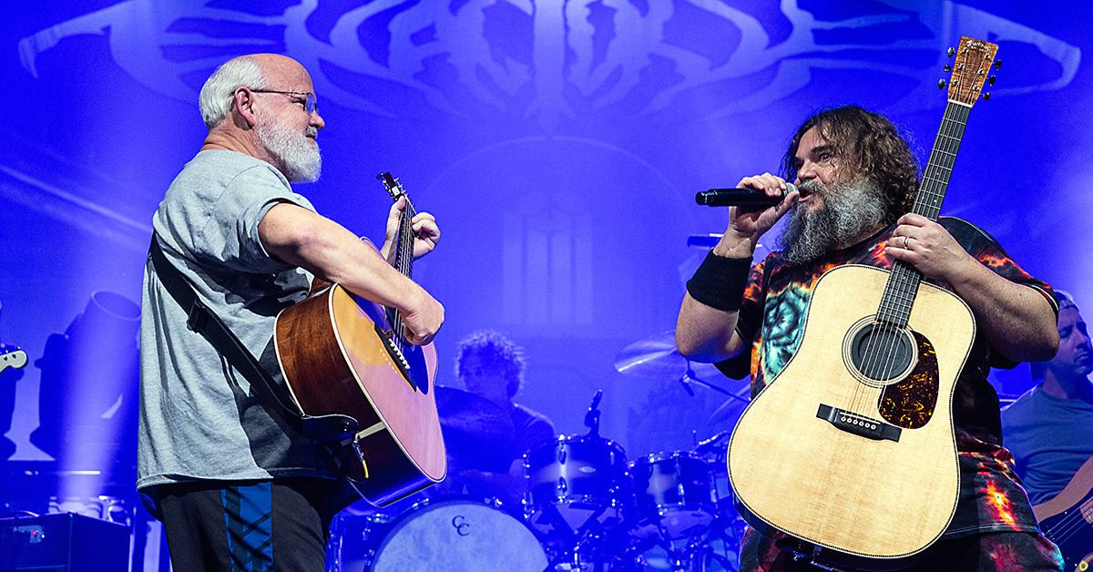 Tenacious D performing on stage in Charlotte, North Carolina. 