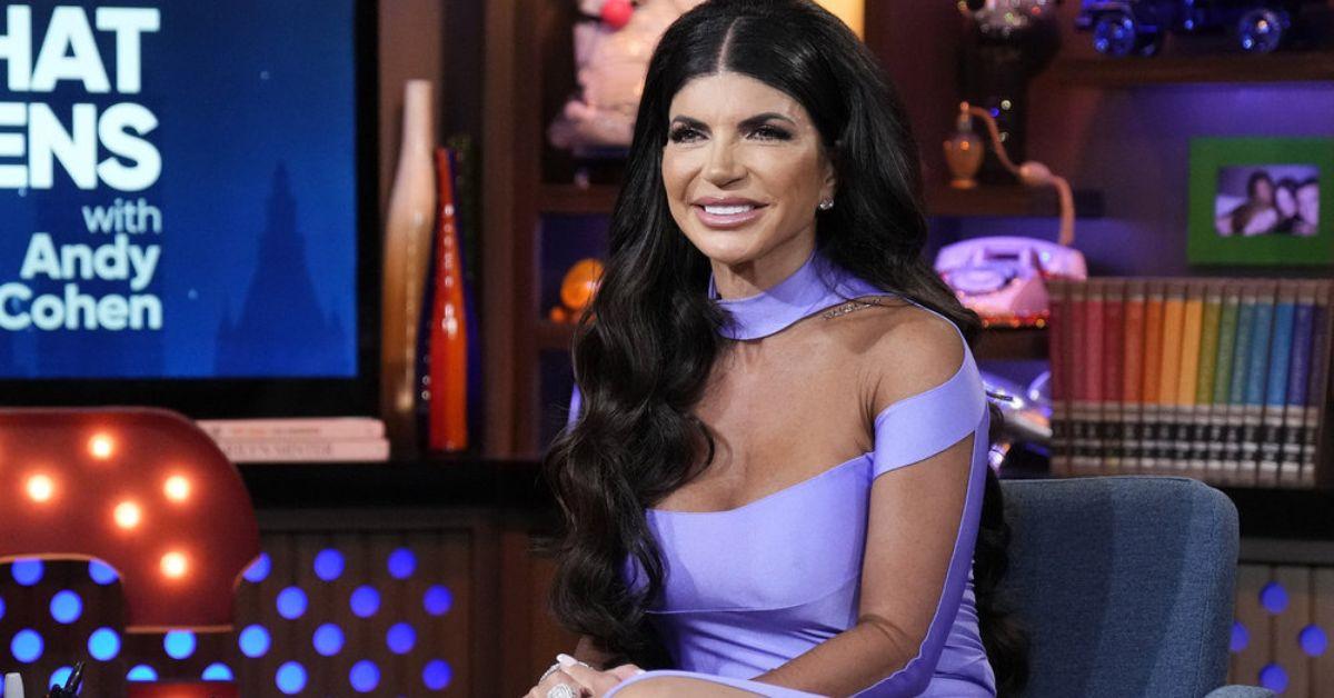 Teresa Giudice seated on the 'WWHL' set smiling