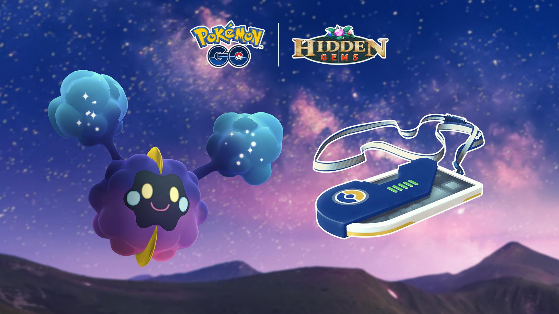 'Pokémon GO' promo art showing Cosmog and in-game item.