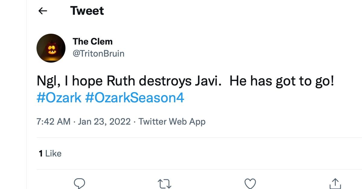 A tweet about Ruth in 'Ozark'