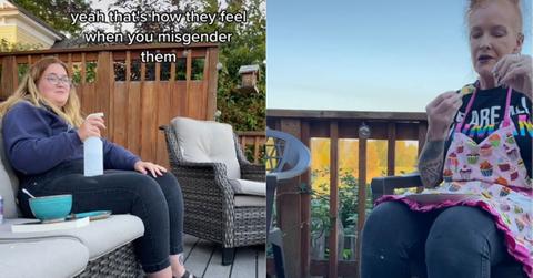 Person uses a spray bottle to stop their mother from misgendering