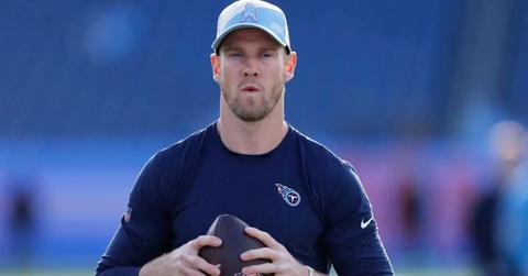 Ryan Tannehill #17 of the Tennessee Titans warms-up prior to a game against the Houston Texans