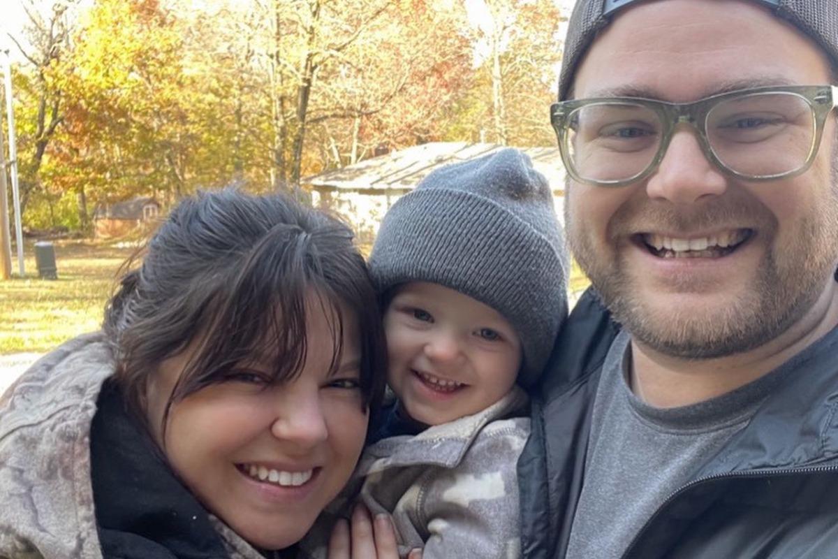 Amy Duggar, her son, and her husband, Dillon King