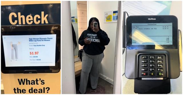 (l-r): Woman sharing Old Navt $2 pants deal