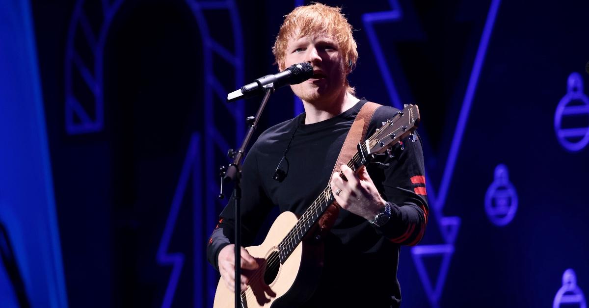 Ed Sheeran performs at the iHeart Radio awards.