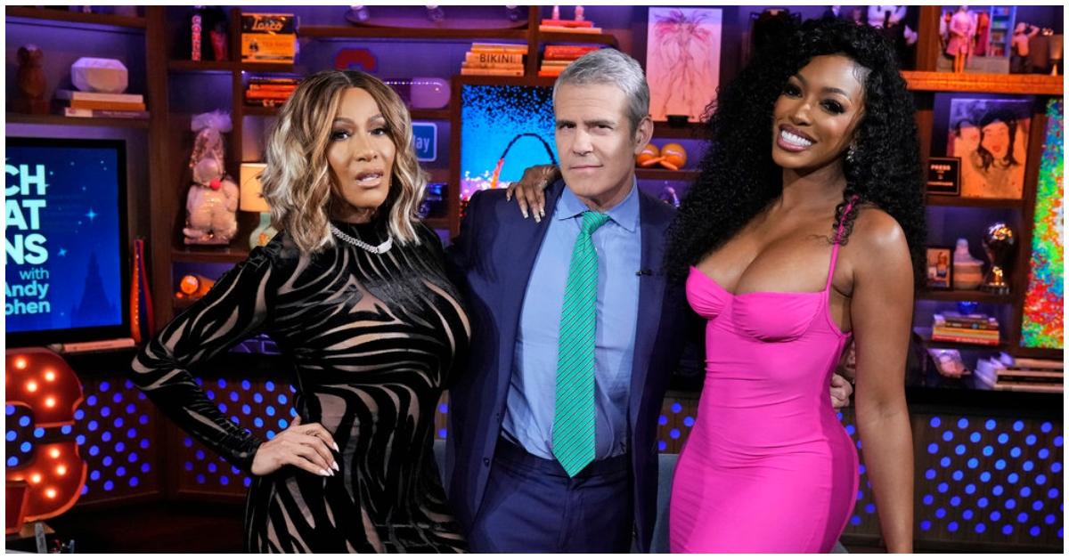 (l-r): Sheree Whitfield, Andy Cohen, Porsha Williams