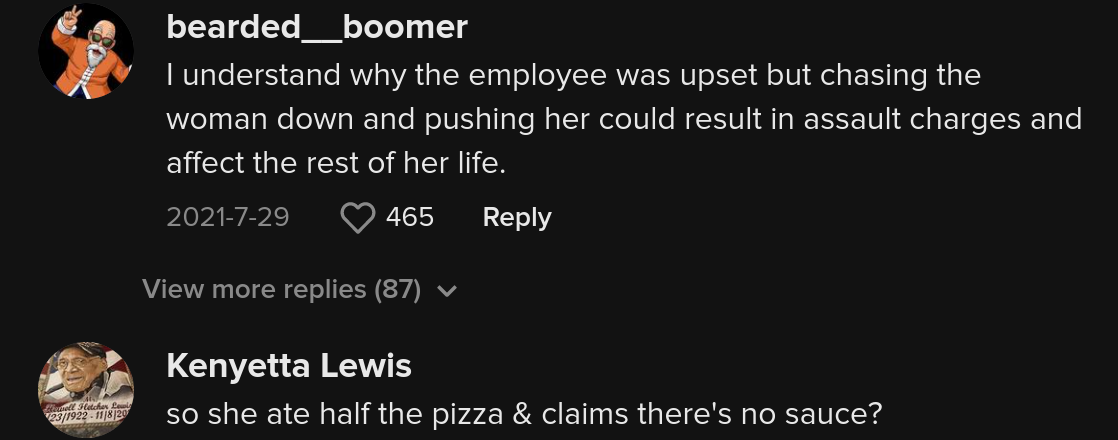 Comments on viral video of Pizza Hut employee reacting to “Karen” outburst and being praised by another customer.