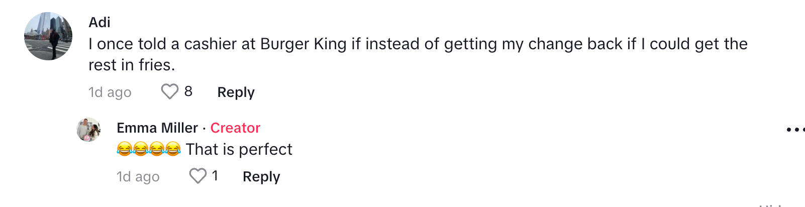 A TikTok user on Emma's post