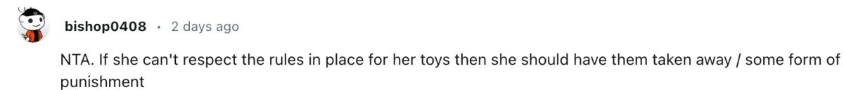 A comment under the teen scares siblings creepy porcelain dolls AITA post