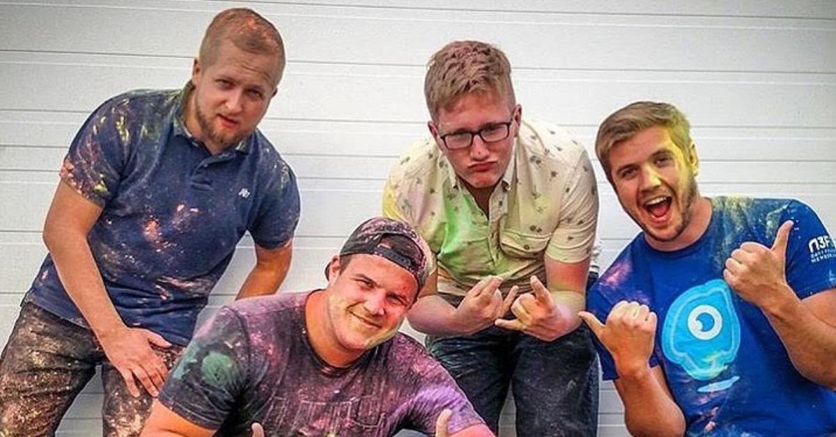 Jake and the other guys from LTT with paint on them.