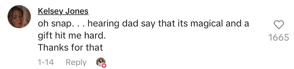 Comment on video of mom's period cake she made for her daughter to celebrate her getting her period.