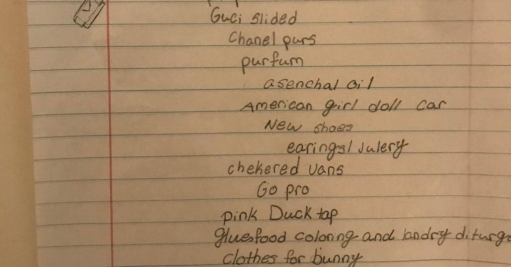 Funny Kids' Christmas Lists With Ridiculous Requests