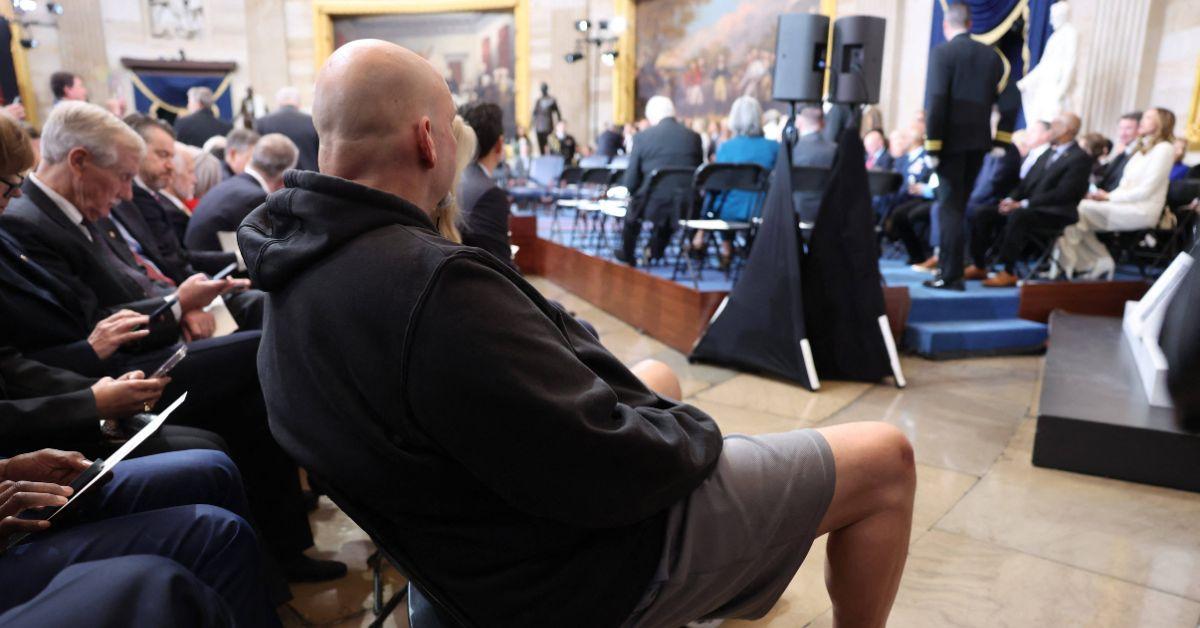 John Fetterman from behind during Donald Trump's inauguration. 