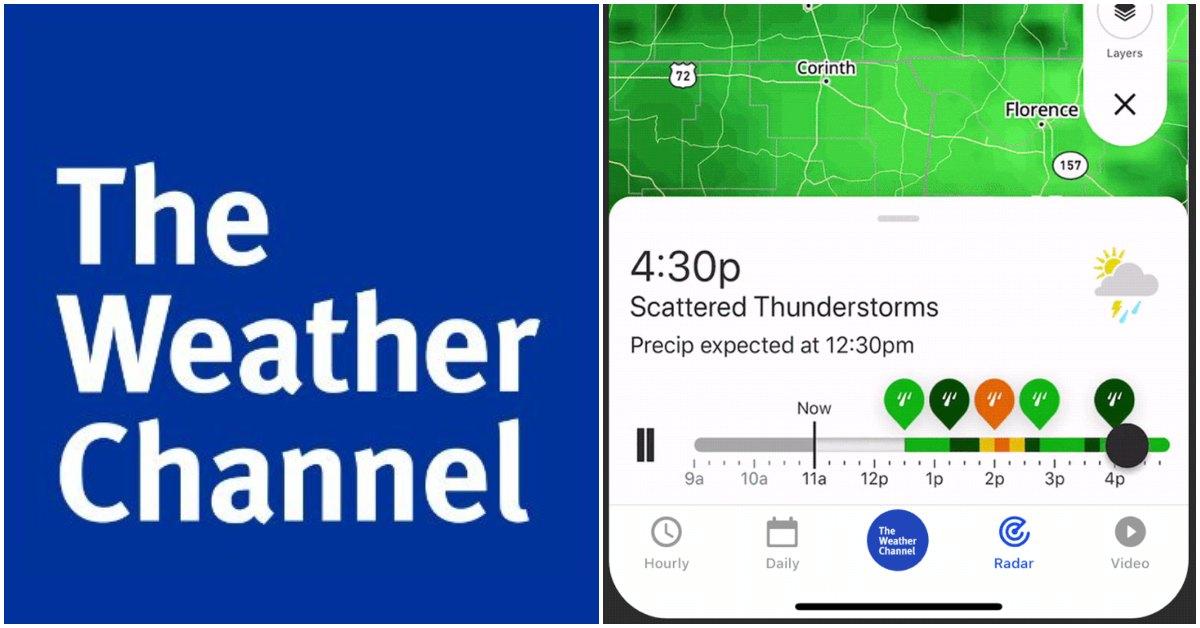 The Weather Channel app with the radar feature.