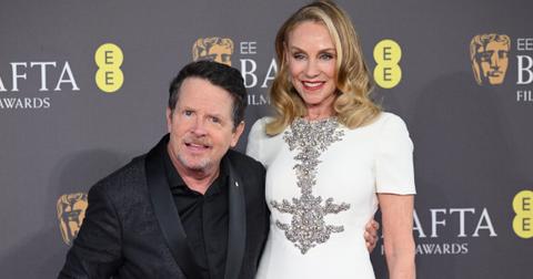 Michael J. Fox and Tracy Pollan attend the EE BAFTA Film Awards 2024.
