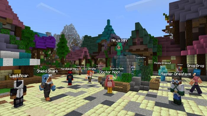 A group of characters in 'Minecraft.'