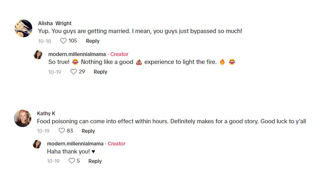 Commenters react to the story about the woman and her date getting food poisoning