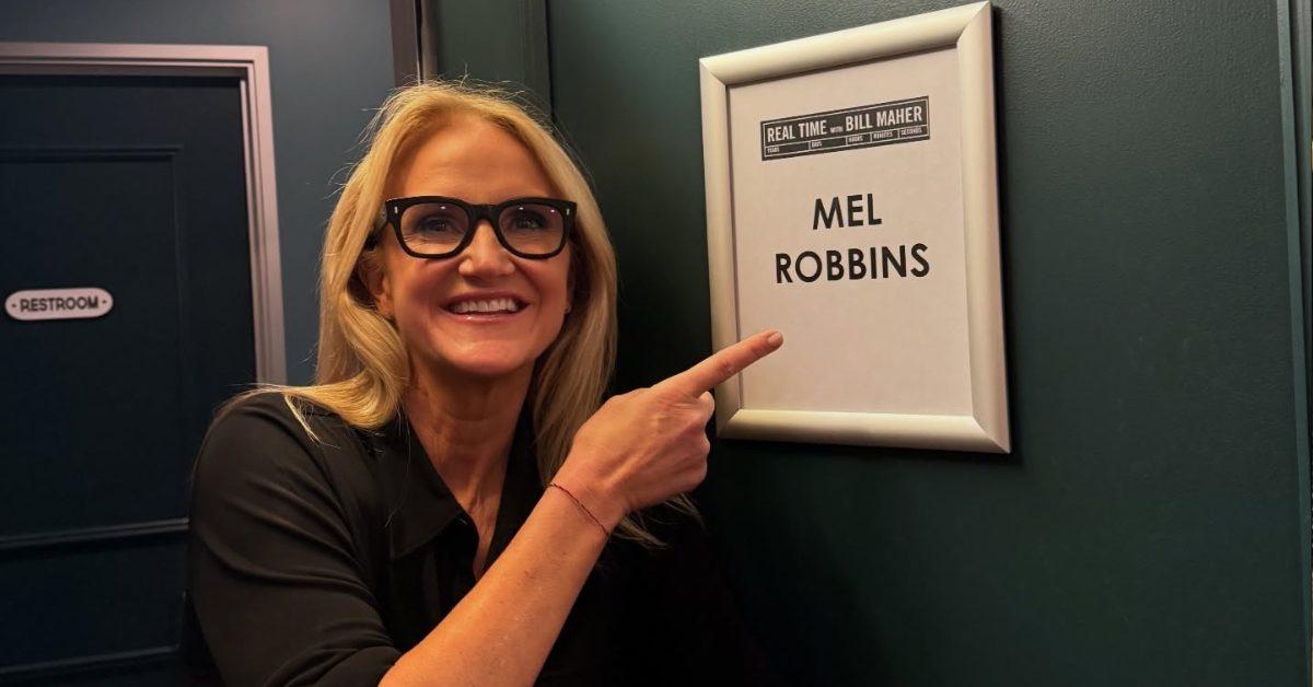 Mel Robbins preparing to appear on 'Real Time with Bill Maher'.