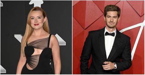 Andrew Garfield and Amelia Dimoldenberg at separate red carpet events.