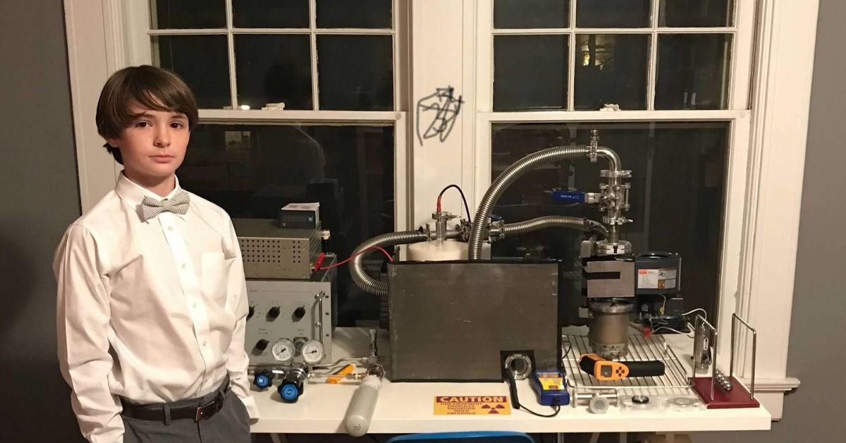Jackson Oswalt with his nuclear machine. 