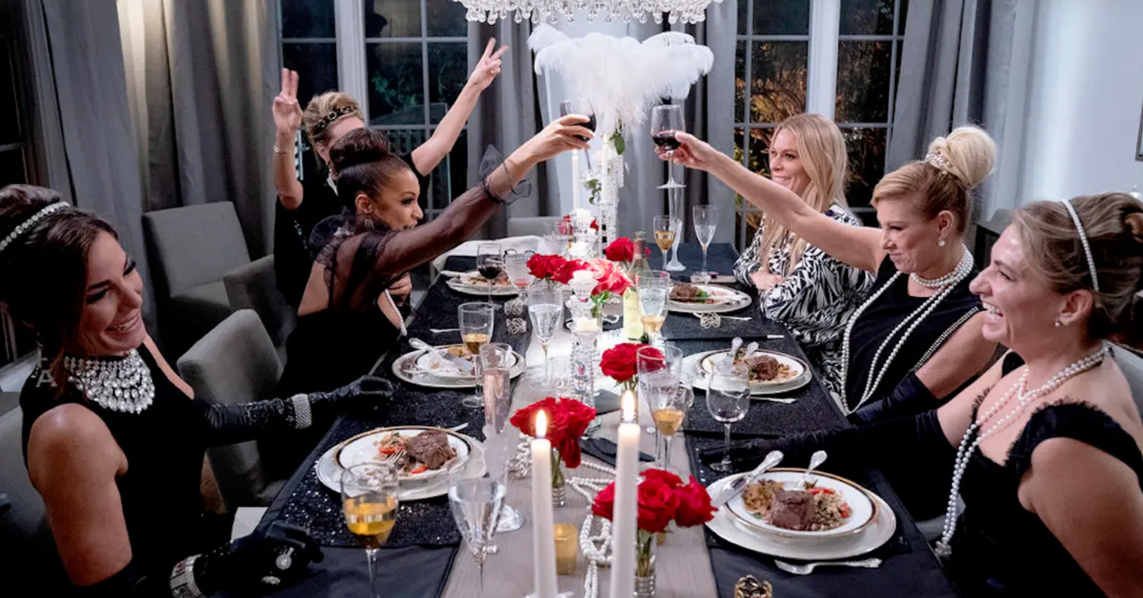 The ladies having a dinner party.