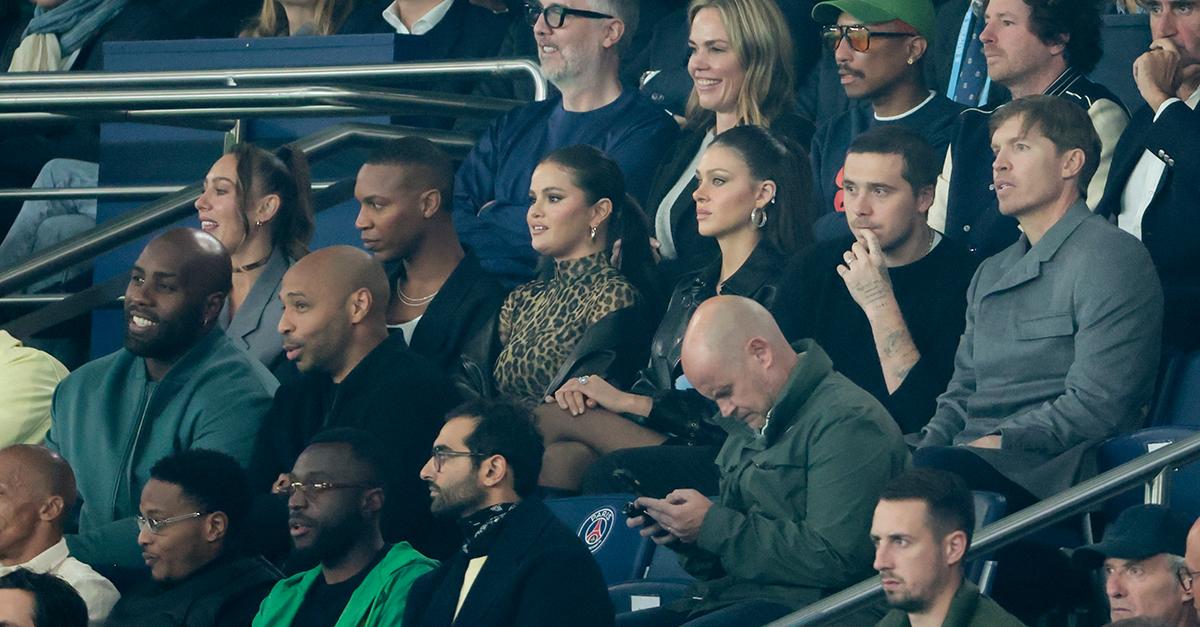 Selena Gomez (center) at a PSG soccer game