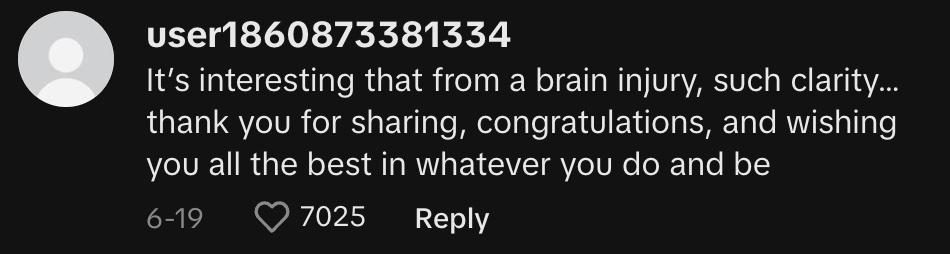 tiktok comments on graduation speech from student with TBI