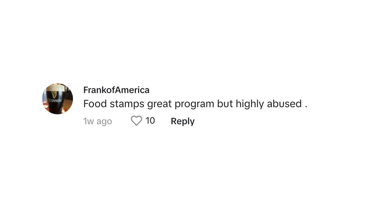 A commenter saying that food stamps are a great program, but it's abused