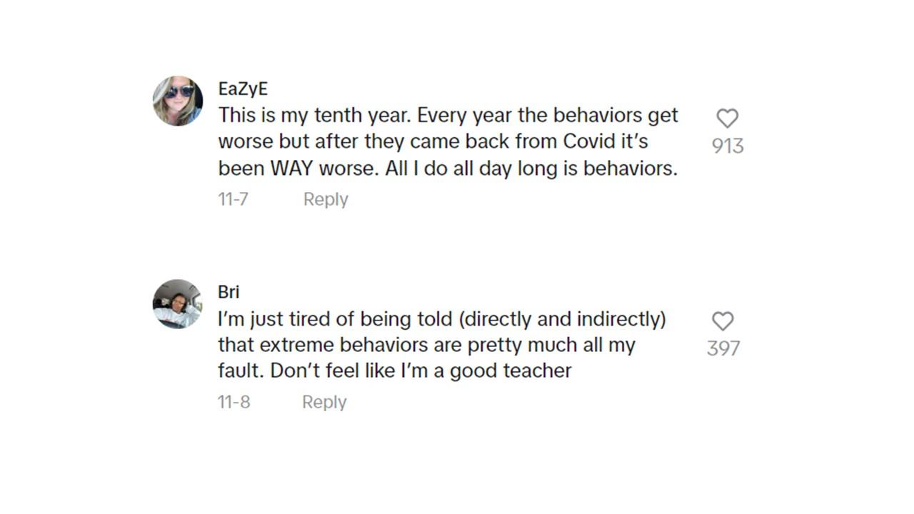 A teacher agreeing that student behaviors have been worse since the COVID-19 pandemic