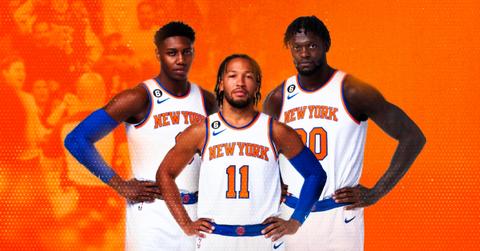 (L-R) Knicks superstars RJ Barrett, Jalen Brunson, and Julius Randle