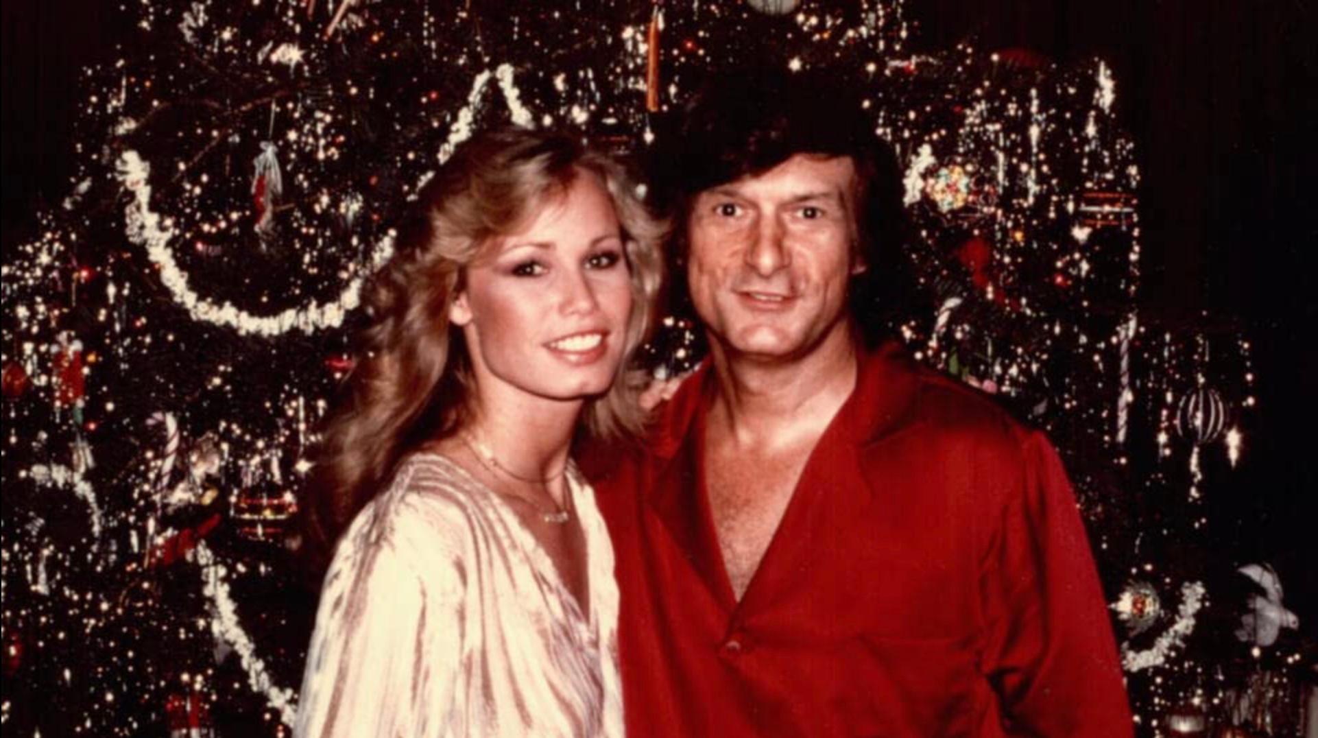 Archival photo of Sondra Theodore and Hugh Hefner.