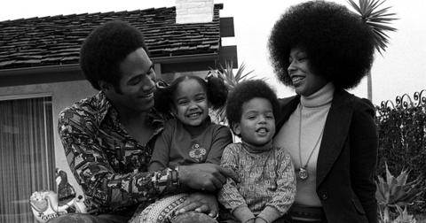 O.J. Simpson sits with his wife Marguerite (Whitley) Simpson, daughter Arnelle, and son Jason in 1973
