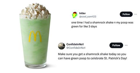Shamrock Shake tweets about poop