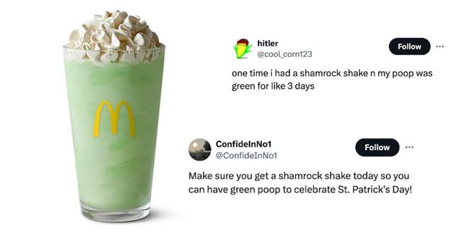 Shamrock Shake tweets about poop
