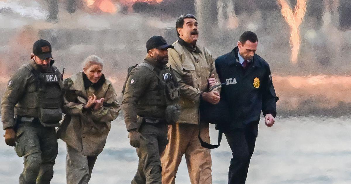 Nicolas Maduro being escorted after arriving in Manhattan.
