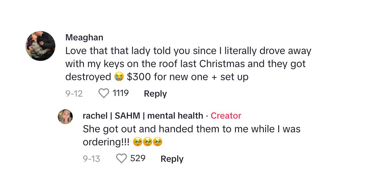 A commenter saying that something similar happened to her and she paid $300 for a new key