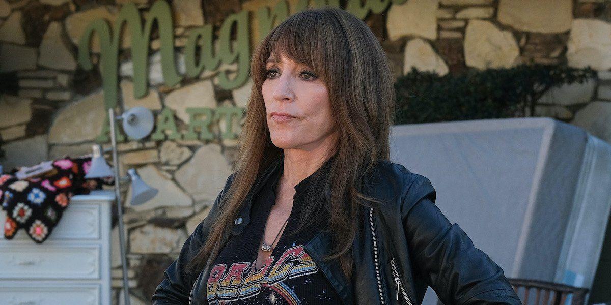 Gemma Teller Morrow outside of the motorcycle clubhouse on 'Sons of Anarchy'