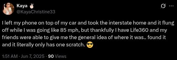 Tweet about Life360 app