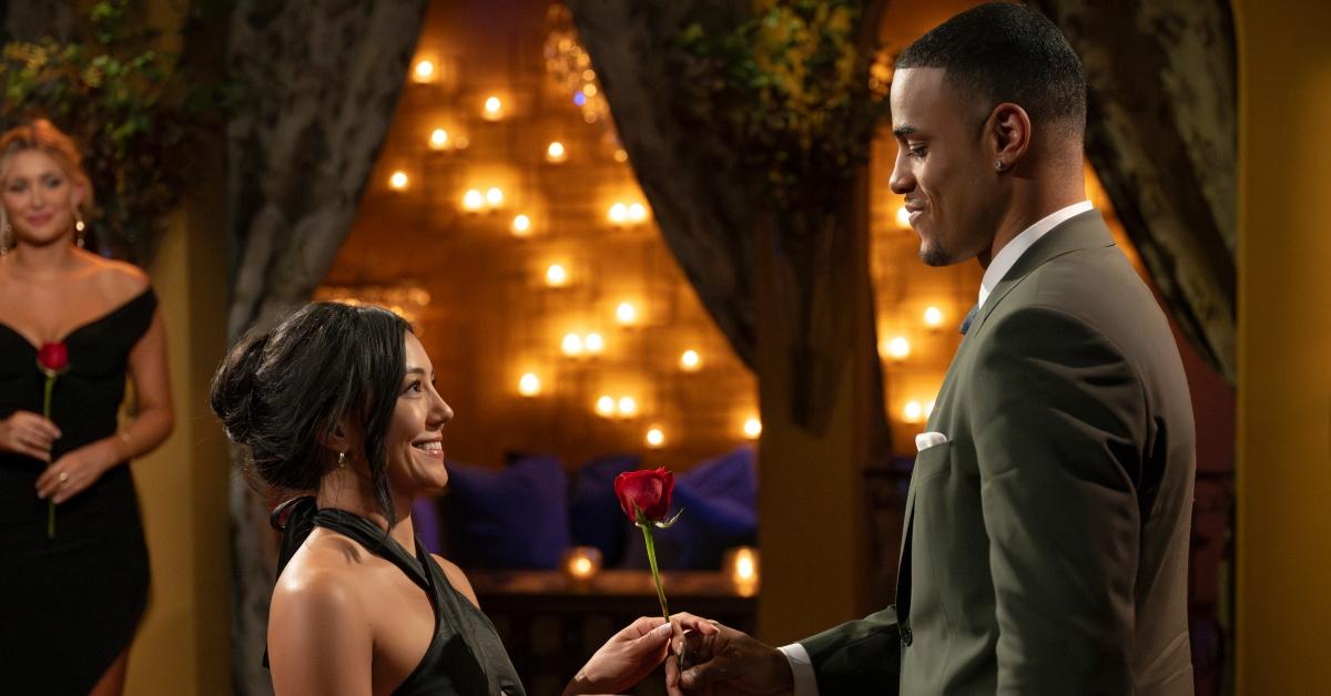 grant gives Rose a rose on the bachelor