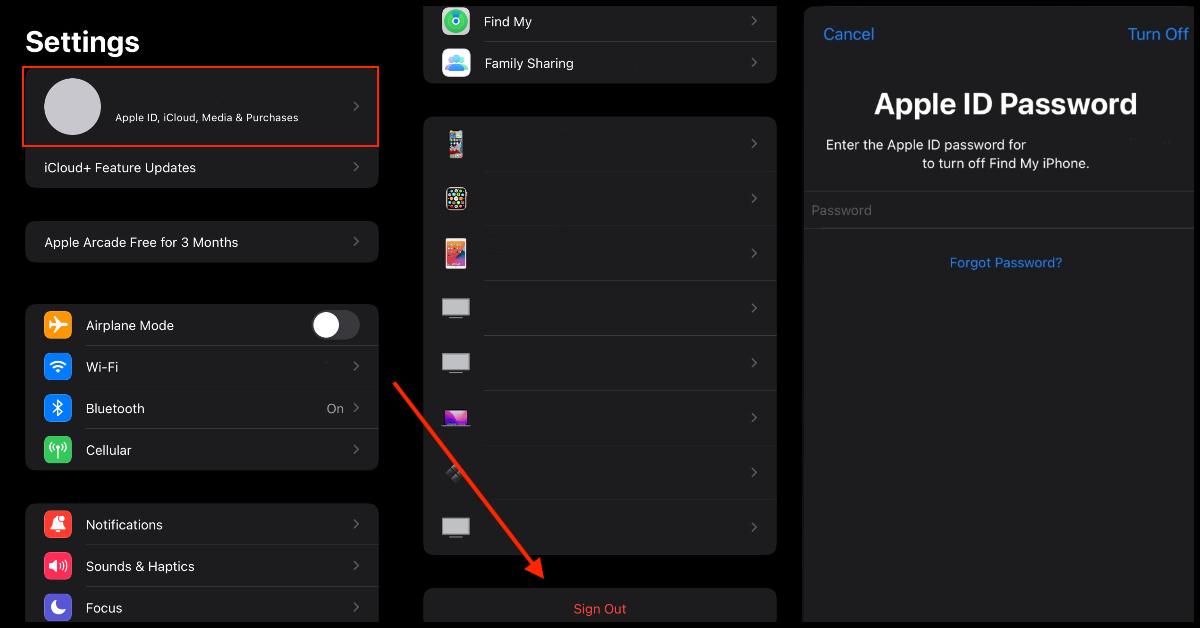 A step-by-step photo guide on how to sign out of the iCloud.