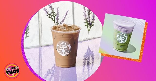 starbucks lavendar oatmilk latte and matcha