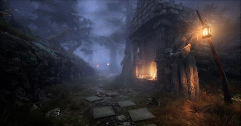 'Testament: The Order of High Human' image of a foggy forest at night.