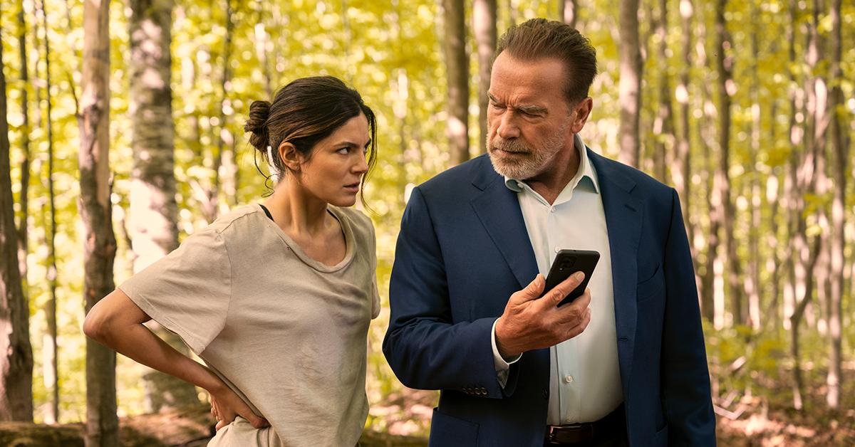 (l-r) Monica Barbaro and Arnold Schwarzenegger in 'FUBAR'